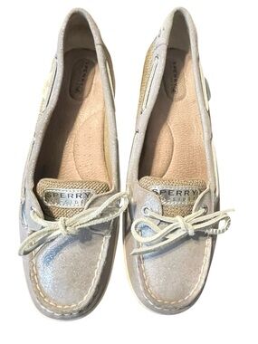 Sperry Women's Light Gray Suede Moccasin Boat Shoes Excellent Condition
